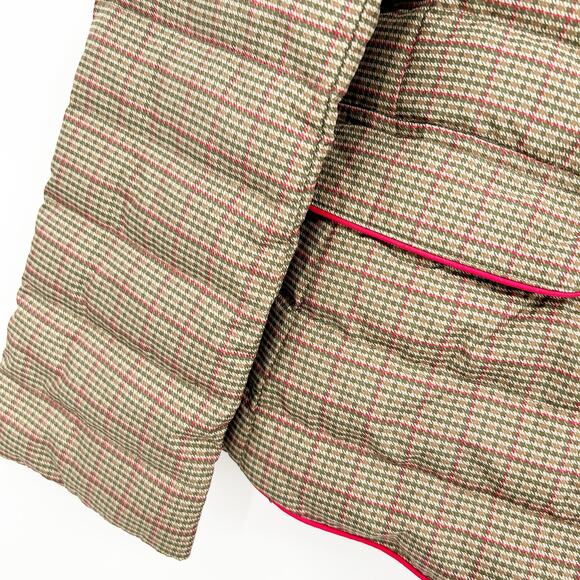 Boden Womens Winter Plaid Houndstooth Snap Feather Down Puffer Jacket Size 4 - Picture 2 of 7